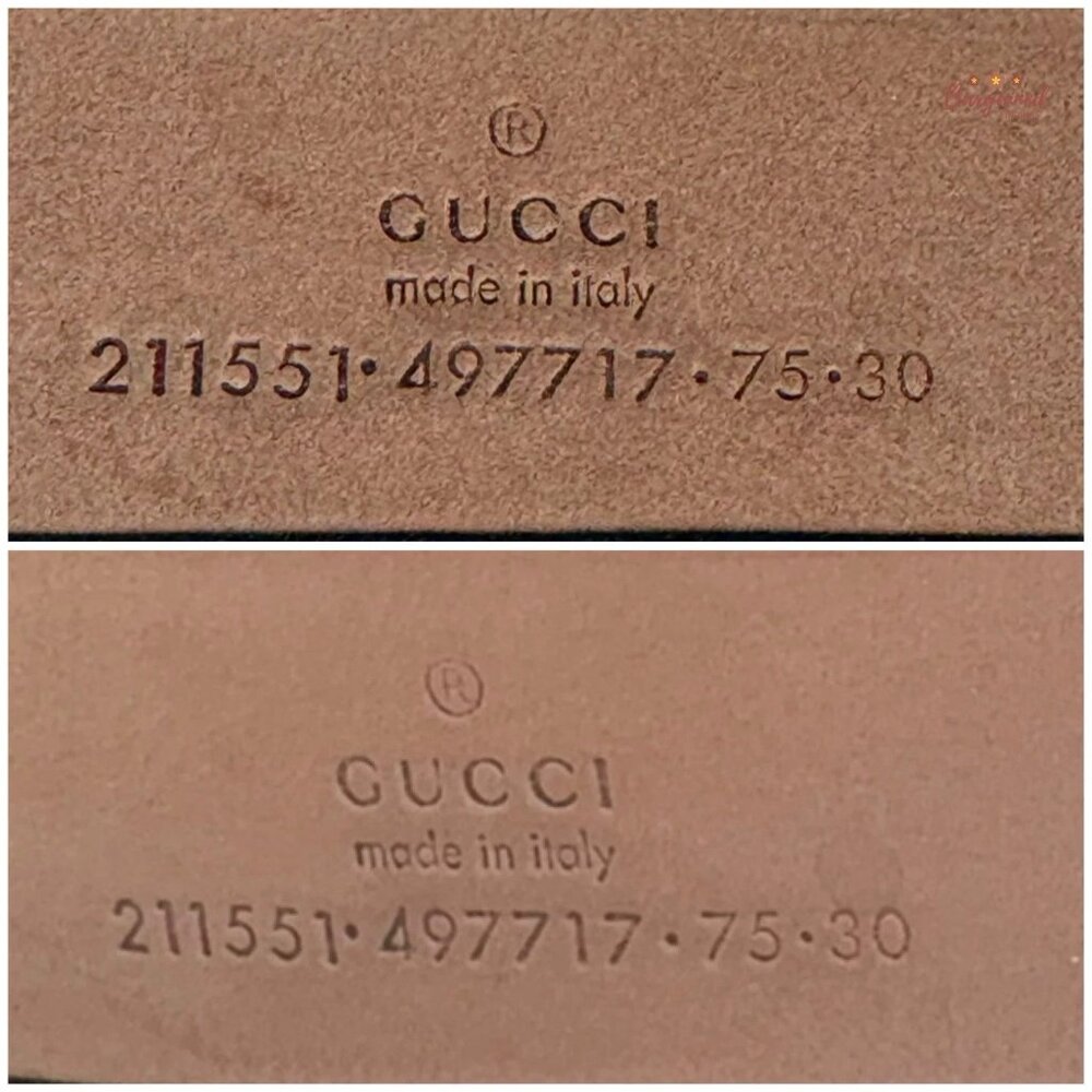 Authentic Gucci Black Monogram Canvas Leather Gold Heart Buckle Belt Size 75/30 - Picture 7 of 13